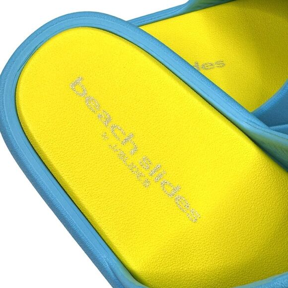 Beach Slides by J/Slides Squish Slides - Turquoise & Yellow - Size 8 - Picture 4 of 9